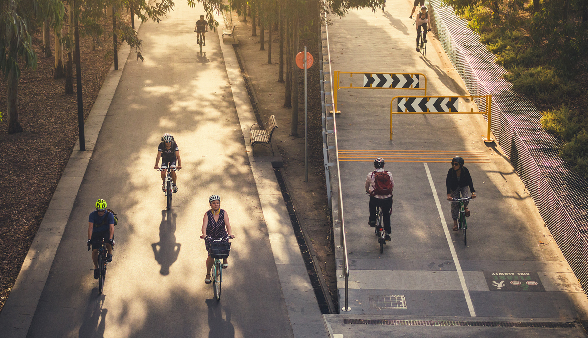 Bicycle commuters in Melbourne
