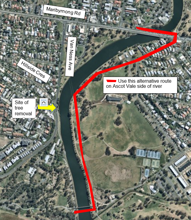 Riders on the Maribyrnong Trail near Highpoint West will face a detour in early January as improvements are made to the Trail.