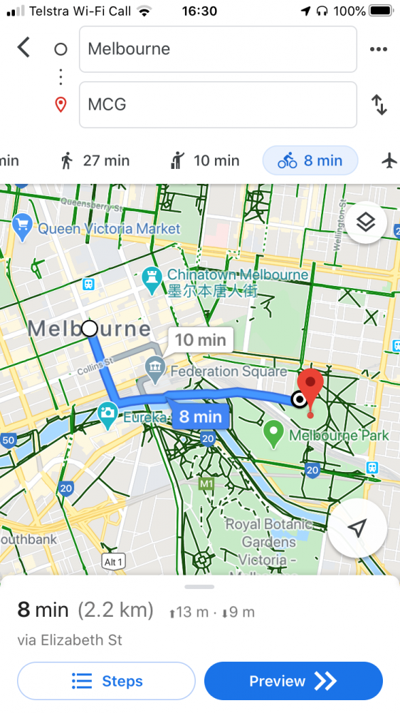 map bike route google