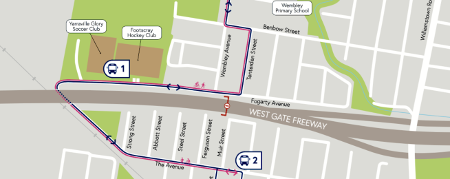New Federation Trail detour at Fogarty Avenue