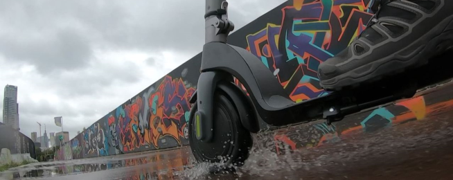 e-scooter in wet Melbourne