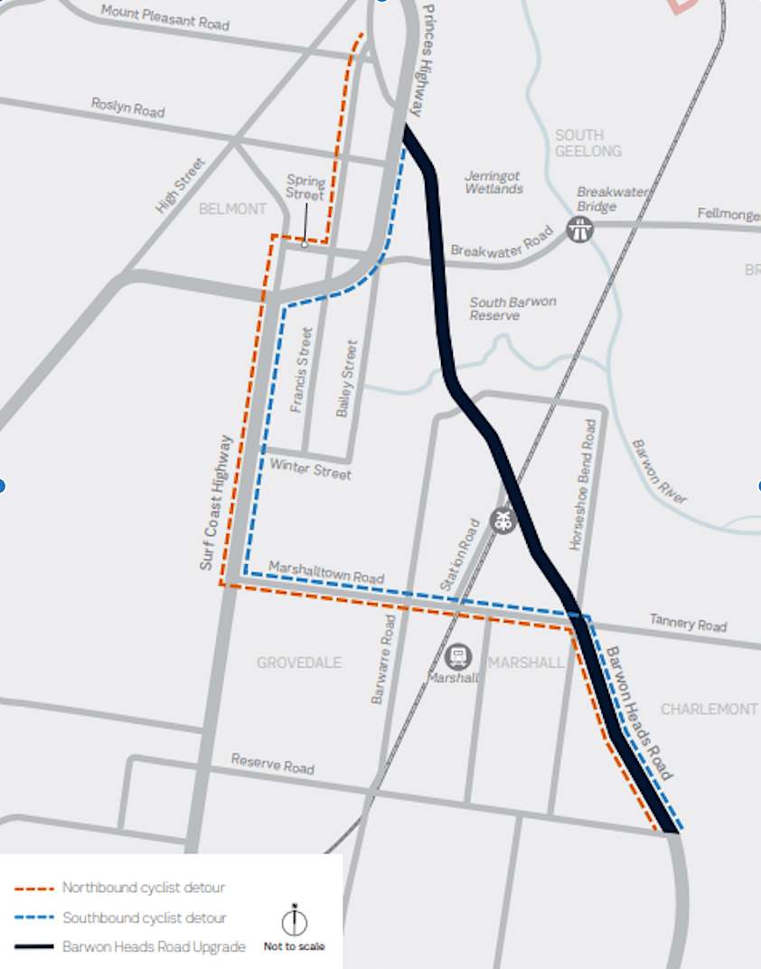 Detours on Barwon Heads Road Newsroom Bicycle Network