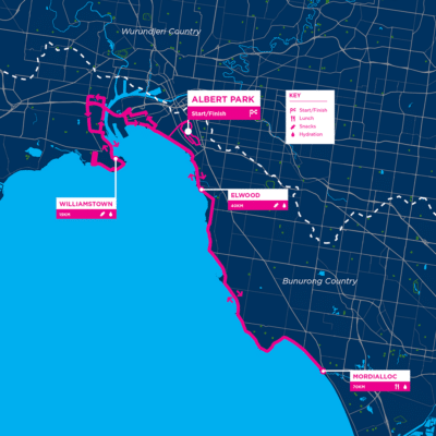 Around the Bay 100km - Route Map