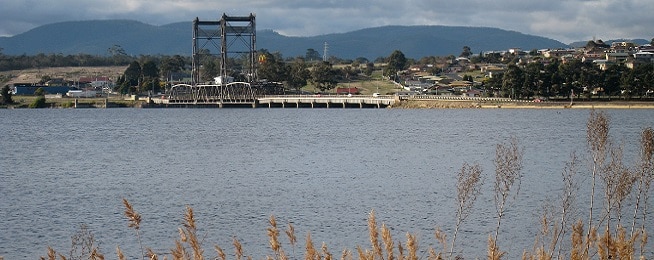 View across the River Derwent to Bridgewater with the existing bridge in the centre of the image.