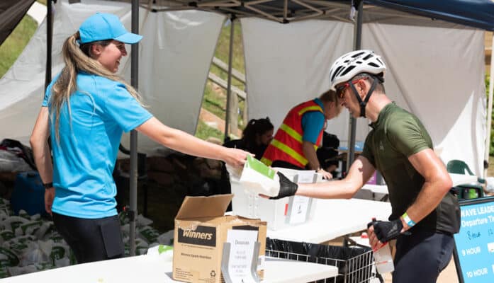 Rest Stop volunteer at Peaks Challenge