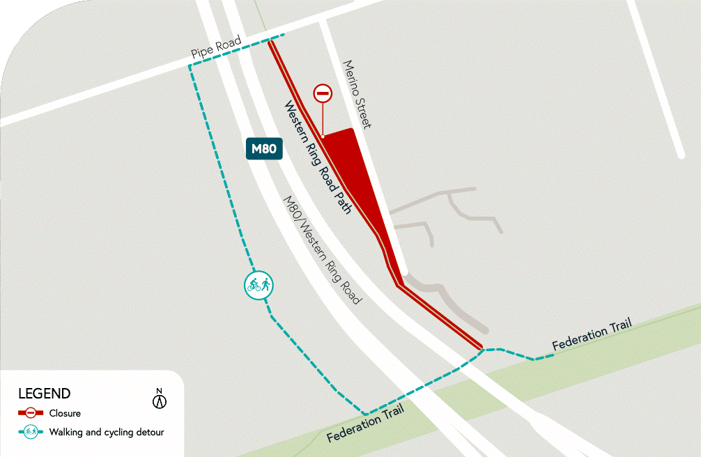 Trail closure on M80 extended Bicycle Network