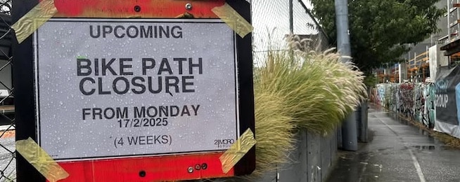 Image of sign saying "bike path closure"